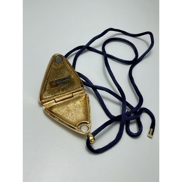 Vintage Estee Lauder Solid Perfume Blue Cameo Compact Cord Pendant Necklace 2004 - Picture 5 of 5